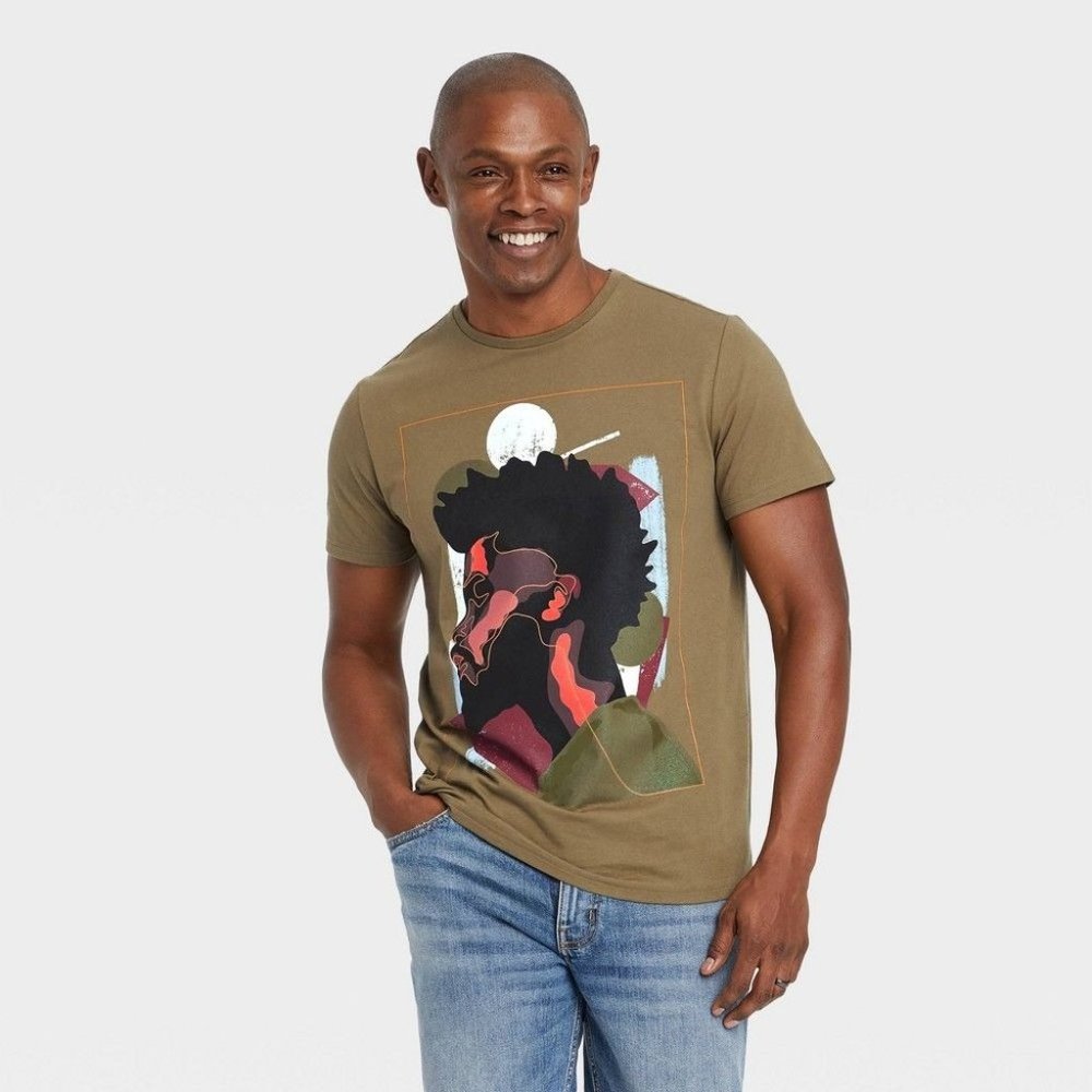 Black History Month Men's Family Moment Beautiful Man Short Sleeve T-Shirt Olive